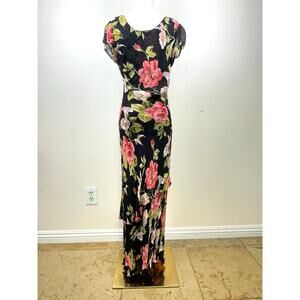 Vintage Y2K 90s Womens Dress Sz M Fairy Beaded Whimsigoth Maxi Floral Boho